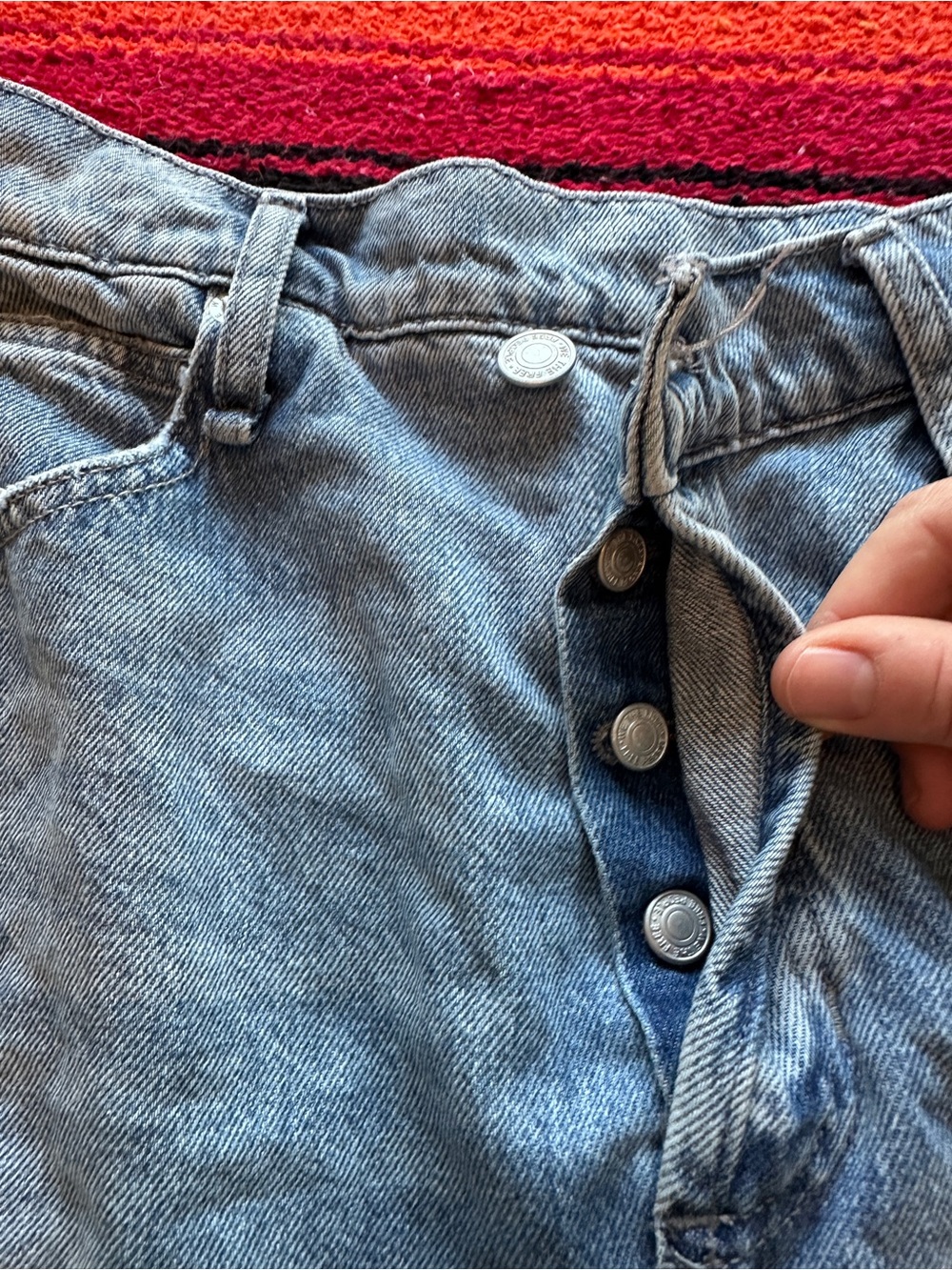 Free People We The Free Boomerang High-Waisted Long Denim Shorts - Picture 5 of 10